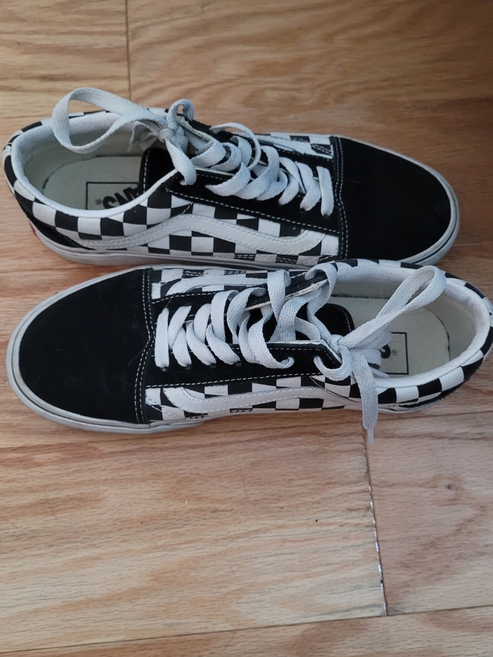 Vans Checkerboard Skate Sneakers - Black & White high platform